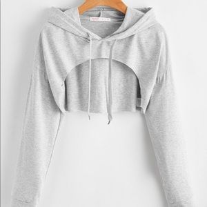 Grey crop hoodie cutout